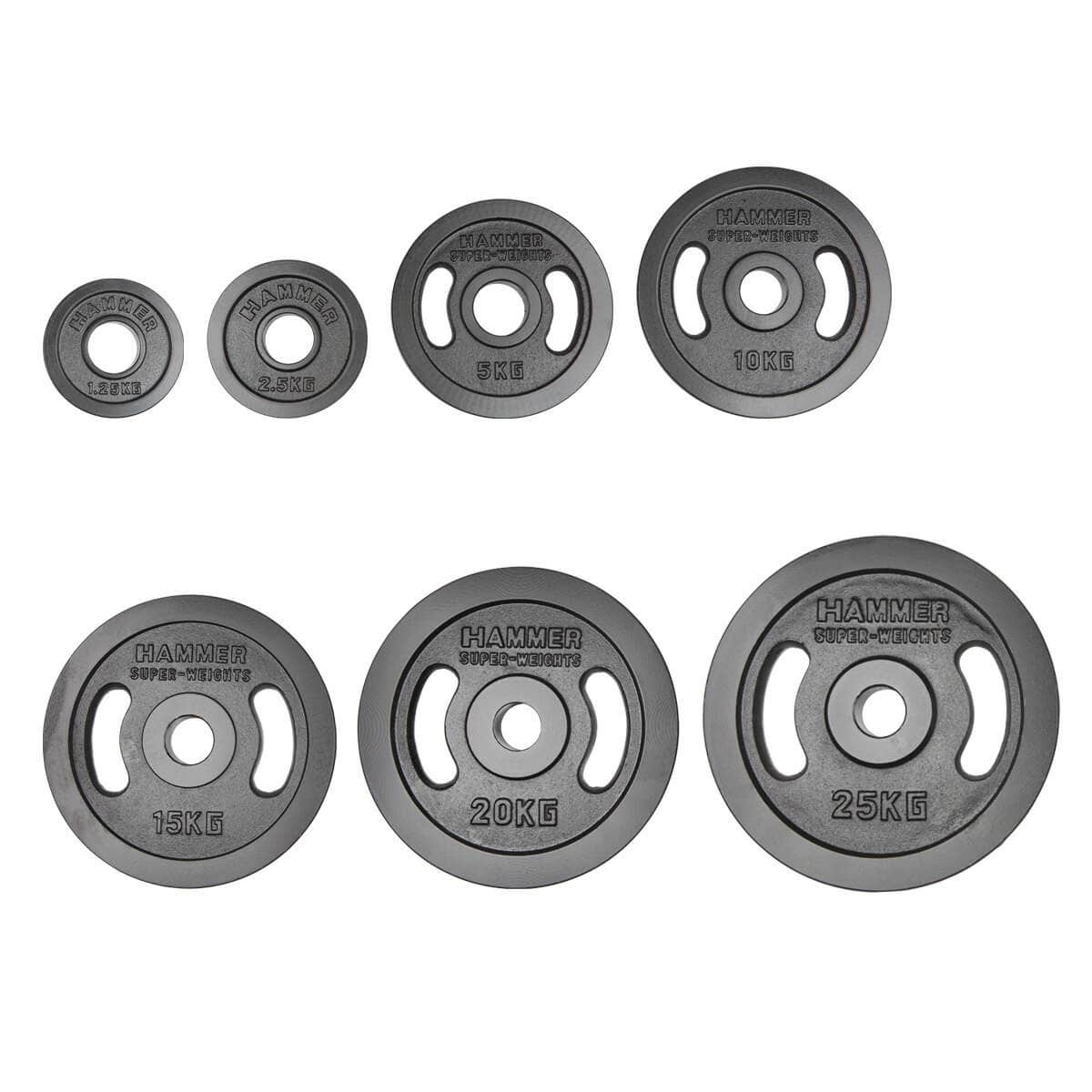 Vikt plattor 50 mm 1,25 - 25 kg