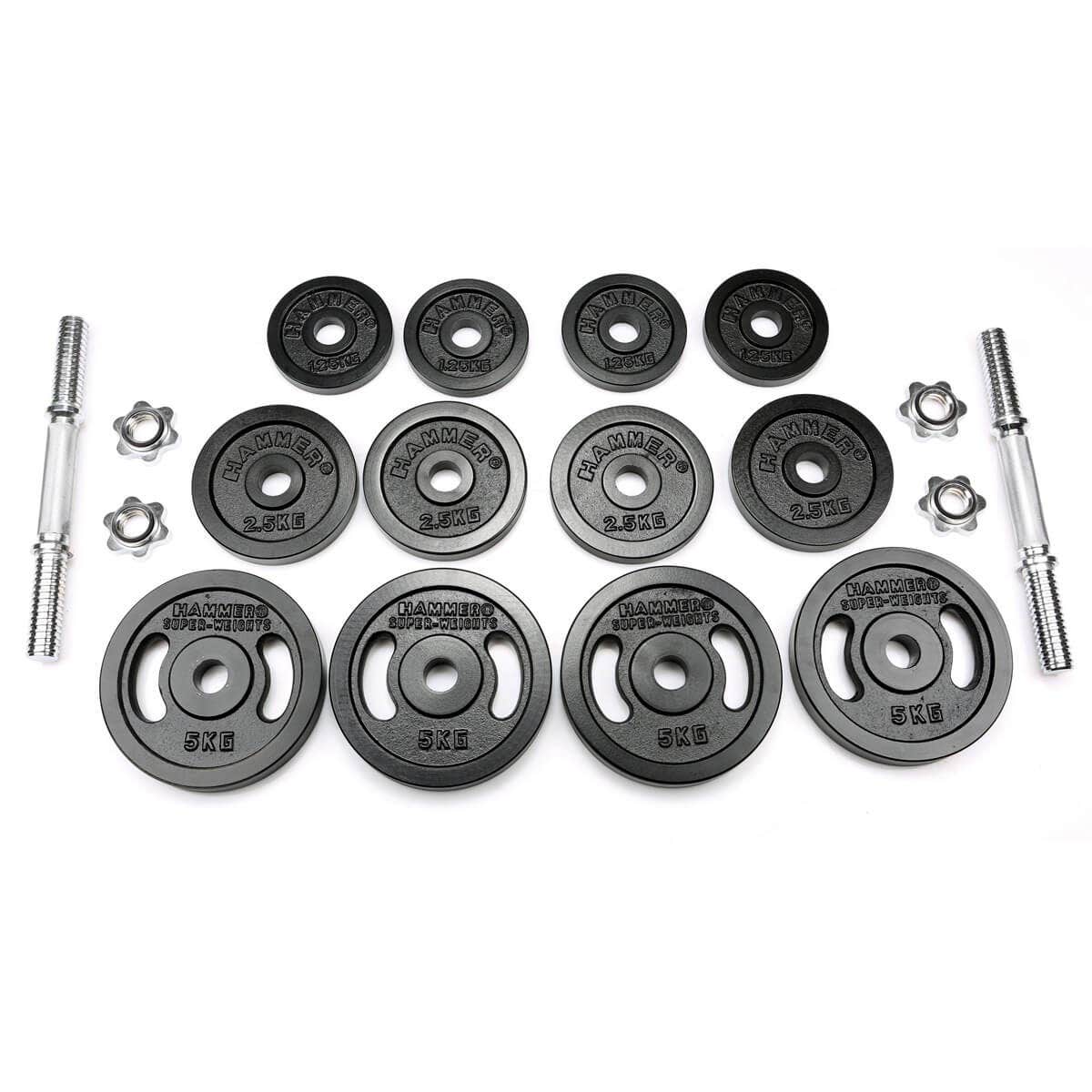40 kg-set med korta hantlar, järn