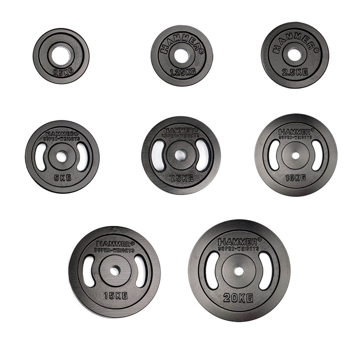 Weight plates 30 mm 0,5 - 20 kg